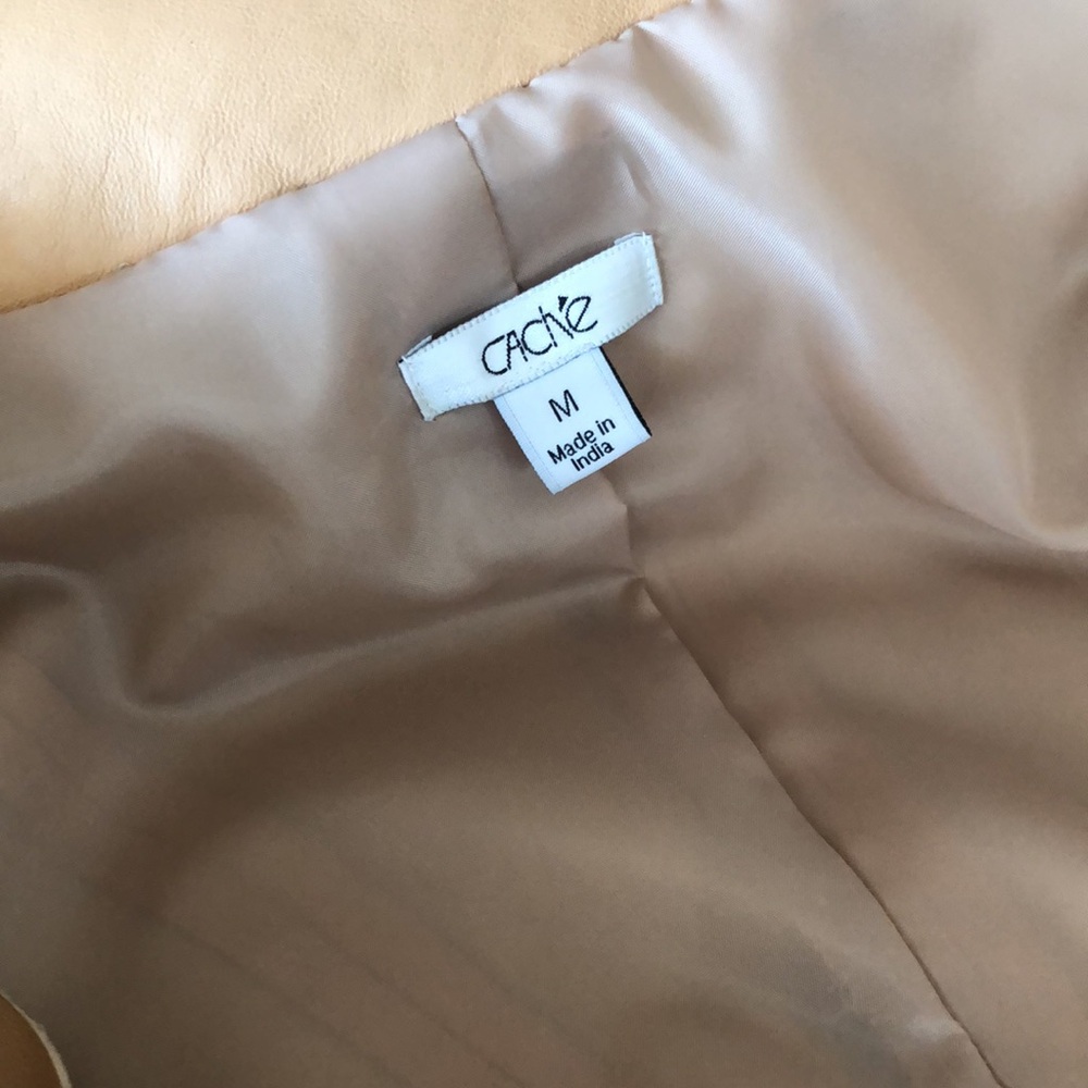 Cache Studded Tan Leather Open-Front Jacket - Picture 11 of 12